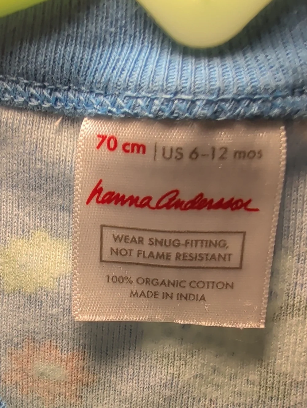 Hanna Andersson Scandi Garden Long John Pajamas Blue White Floral Size 6-12M
